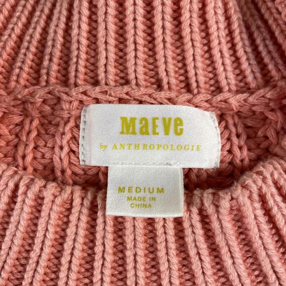 Maeve Chunky Loose Knit Raglan Sleeve Oversized Sweater Women's Med Coral Pink - Picture 2 of 8